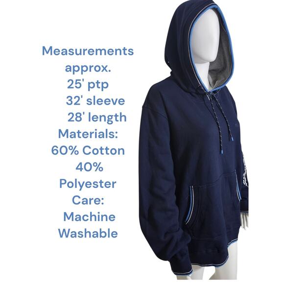 Ben Sherman Mens Fleece Spellout Logo‎ Hoodie Sweatshirt Navy Blue XL - Picture 2 of 9